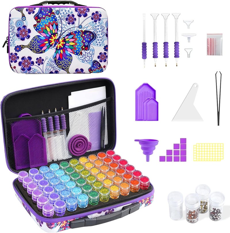 ZORETCO Diamond Painting Storage Case,60 Slots Diamond Art Kits with Accessories for Craft Jewelry Beads Organizer Boxes - Image 1